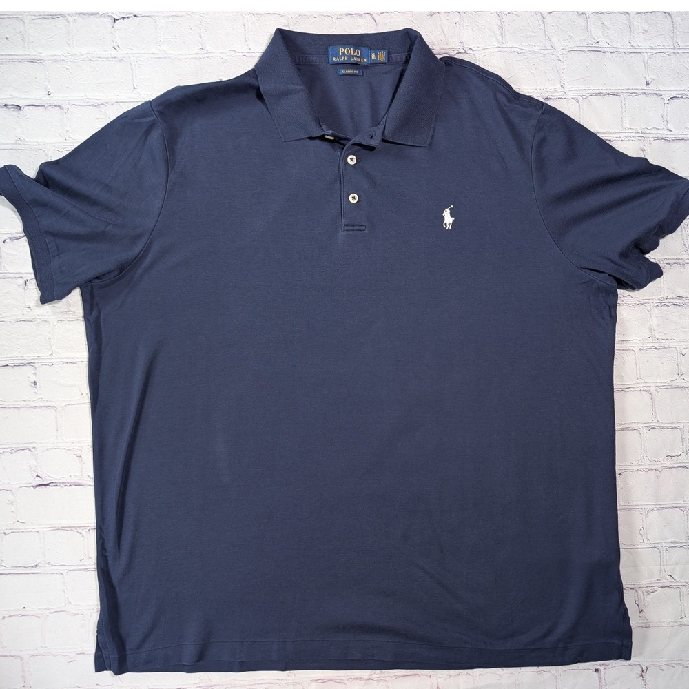 Polo Ralph Lauren Polo Shirt Mens XL Cotton Navy Blue Classic Fit Short Sleeve